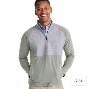 Johnnie-O Sweater Mens XXL Gray Leon Mixed Media 1/4 Zip Golf Pullover